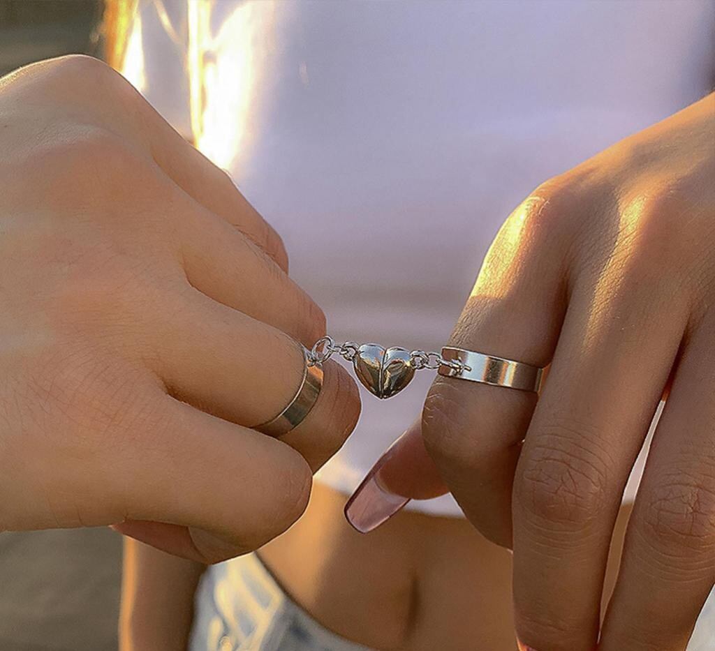 Couple Heart Shape Chain Ring
