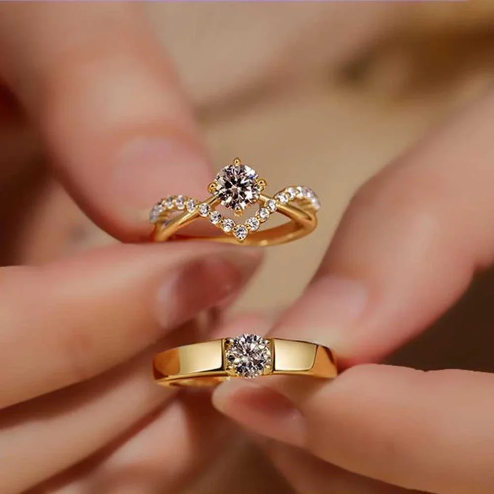 Couple Rhinestone Ring Set