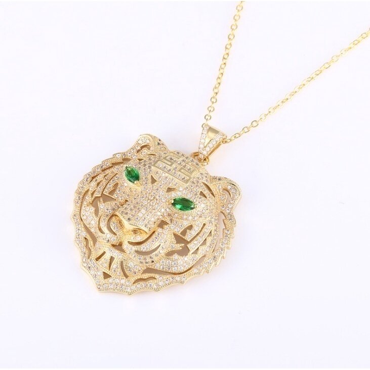 Gold Tiger Face Chain Necklace