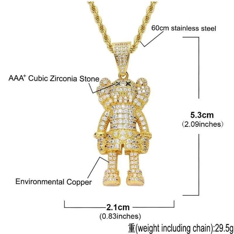 Iced-Out Cartoon Pendant Necklace