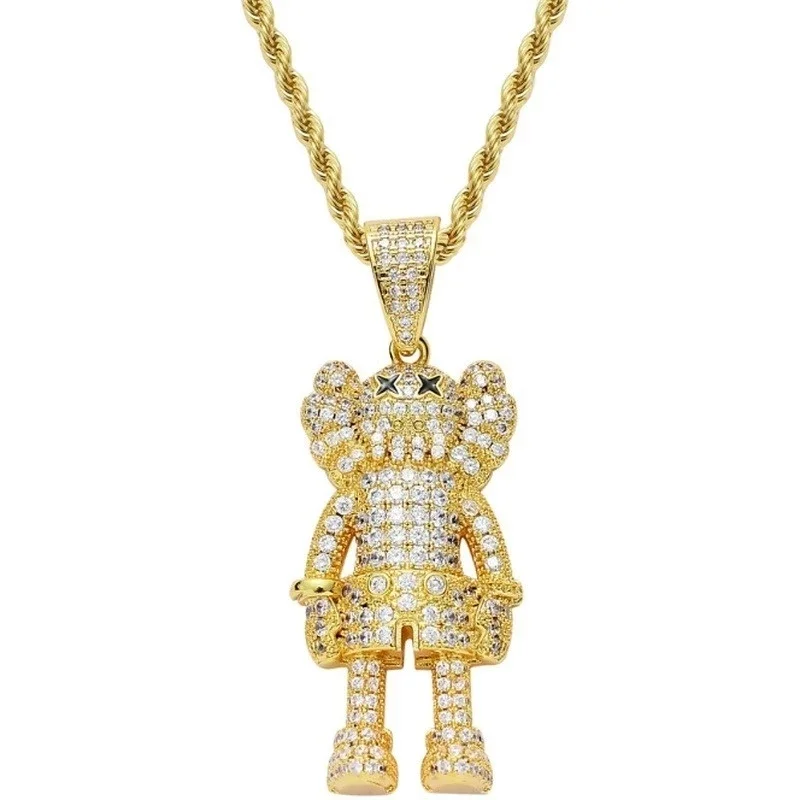 Iced-Out Cartoon Pendant Necklace