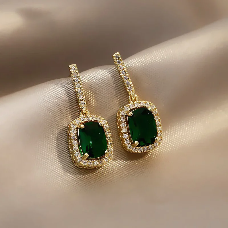 Rhinestone Leaf Teardrop Earrings