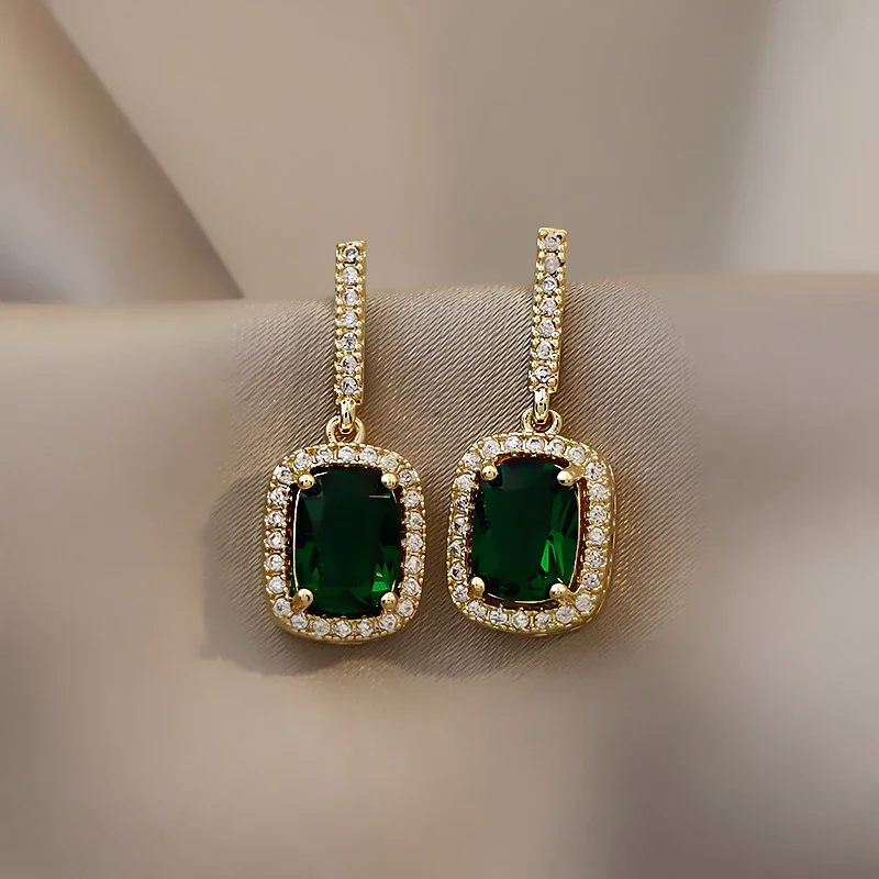 Rhinestone Leaf Teardrop Earrings