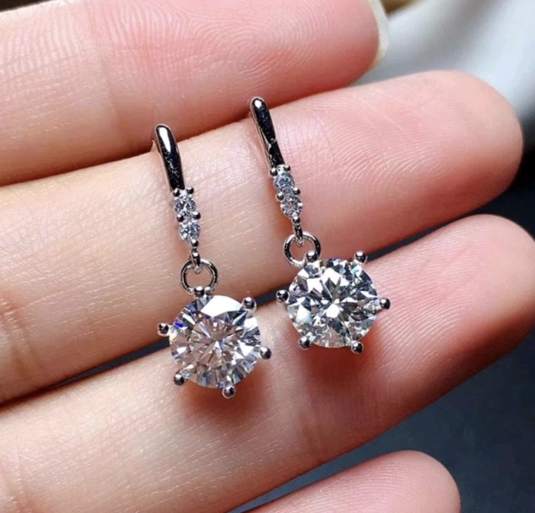 Round Rhinestone Drop Earrings