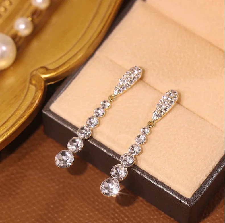 Zirconia Flower Drop Earrings