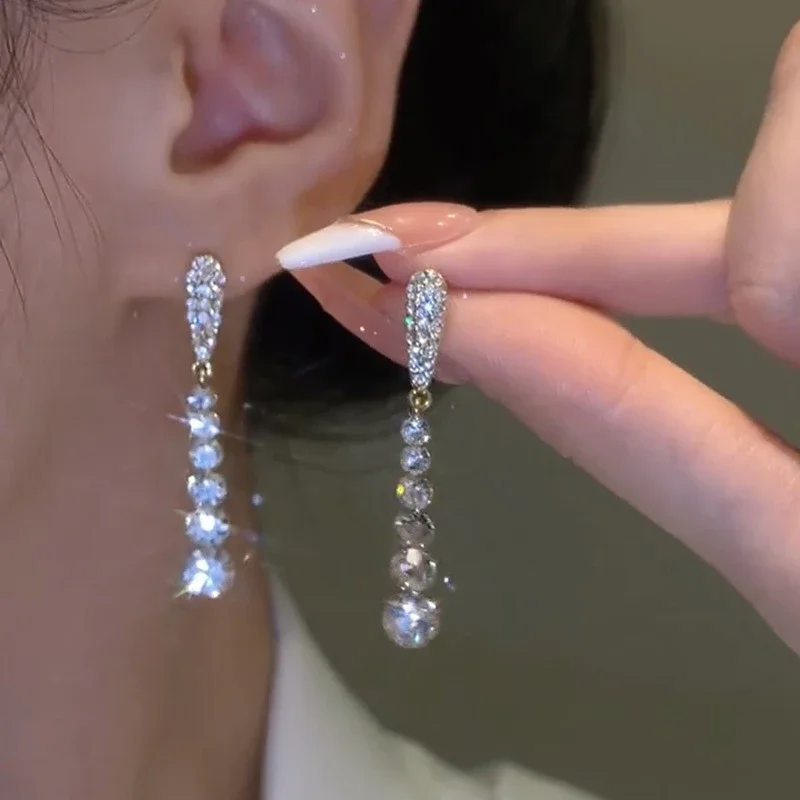 Zirconia Flower Drop Earrings